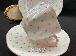 Shelley Dainty Pink Polka Dots Cup, Saucer And 6 1/2 Plate # 13748/p