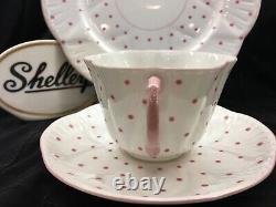 Shelley Dainty Pink Polka Dots Cup, Saucer And 8 Plate # 13748/p