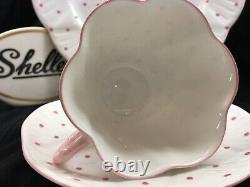 Shelley Dainty Pink Polka Dots Cup, Saucer And 8 Plate # 13748/p