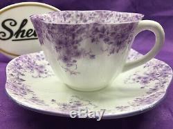 Shelley Dainty Purple Daisy 051/35 Cup And Saucer Purple Trim Very Rare