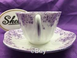 Shelley Dainty Purple Daisy 051/35 Cup And Saucer Purple Trim Very Rare