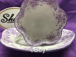 Shelley Dainty Purple Daisy 051/35 Cup And Saucer Purple Trim Very Rare