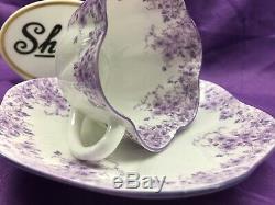 Shelley Dainty Purple Daisy 051/35 Cup And Saucer Purple Trim Very Rare