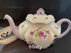 Shelley Dainty Shape Violets Large Teapot Mauve Trim # 13821 Wow