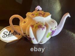 Shelley Dainty Shape Violets Large Teapot Mauve Trim # 13821 Wow