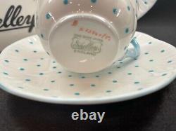 Shelley Dainty Turquoise Polka Dots Cup, Saucer & Plate #13748/t Wow