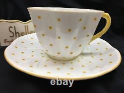 Shelley Dainty Yellow Polka Dots Cup And Saucer Wow