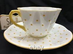 Shelley Dainty Yellow Polka Dots Cup And Saucer Wow