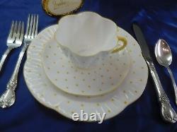 Shelley Dainty Yellow Polka Dots Trio Cup, Saucer And 8 Plate Wow