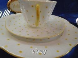 Shelley Dainty Yellow Polka Dots Trio Cup, Saucer And 8 Plate Wow