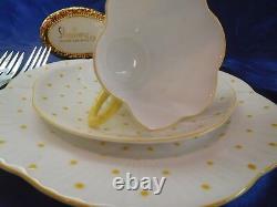 Shelley Dainty Yellow Polka Dots Trio Cup, Saucer And 8 Plate Wow