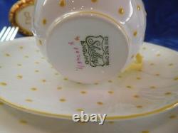 Shelley Dainty Yellow Polka Dots Trio Cup, Saucer And 8 Plate Wow