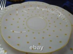 Shelley Dainty Yellow Polka Dots Trio Cup, Saucer And 8 Plate Wow