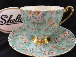 Shelley Marguerite Chintz Ripon Shape Cup And Saucer #13694 Gold Trim