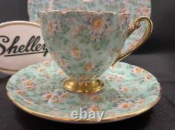 Shelley Marguerite Chintz Ripon Shape Cup, Saucer And Plate #13694 Gold Trim