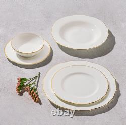 Shine Spring White with Gold Rim 20 Pc Dinnerware Set, Service For 4
