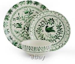 Sicily Green 12 Piece Dinnerware Plate Bowl Set, Service for 4