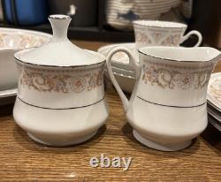 Silverie Fine China Set Vintage SIV8 Pattern 18 Piece Pastel Floral Scroll