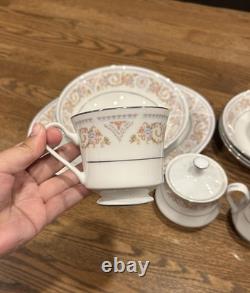 Silverie Fine China Set Vintage SIV8 Pattern 18 Piece Pastel Floral Scroll