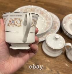 Silverie Fine China Set Vintage SIV8 Pattern 18 Piece Pastel Floral Scroll