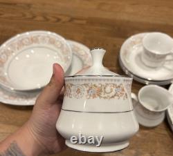Silverie Fine China Set Vintage SIV8 Pattern 18 Piece Pastel Floral Scroll