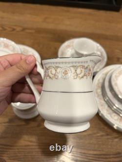 Silverie Fine China Set Vintage SIV8 Pattern 18 Piece Pastel Floral Scroll