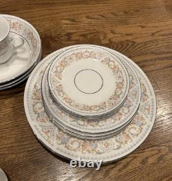 Silverie Fine China Set Vintage SIV8 Pattern 18 Piece Pastel Floral Scroll