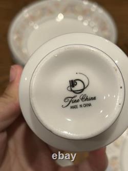 Silverie Fine China Set Vintage SIV8 Pattern 18 Piece Pastel Floral Scroll