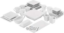 Simply Square Porcelain Dining Set 40 Piece Dinnerware Dishwasher Microwave Safe