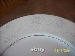 Society Fine China Caprice Elegant Floral White & Gray Scroll Design 78 Pieces
