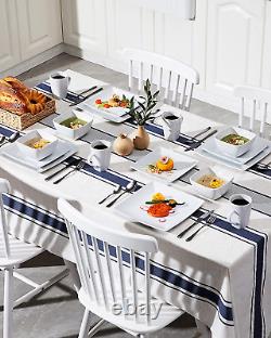 Soho Stoneware Square Dinner Set Ivory White 32 Piece Kitchen Dinnerware Service