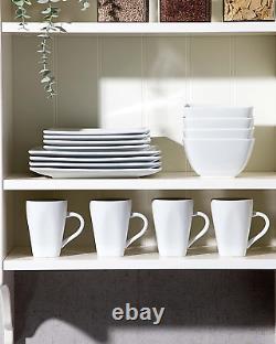 Soho Stoneware Square Dinner Set Ivory White 32 Piece Kitchen Dinnerware Service