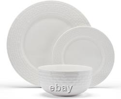 Sonya White 24-Piece Dinnerware Set for 8 Elegant Plates & Bowls
