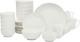 Sophisticated 30-Piece White Porcelain Dinnerware Set with Gold Accents for 6