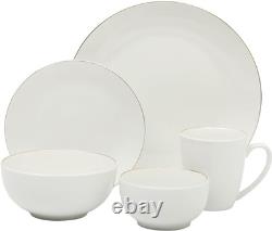 Sophisticated 30-Piece White Porcelain Dinnerware Set with Gold Accents for 6 Sophisticated 30-Piece White Porcelain Dinnerware Set with Gold Accents for 6