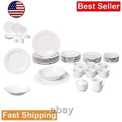 Sophisticated and Versatile White Porcelain Dinnerware Set 45 Piece Set