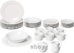 Sophisticated and Versatile White Porcelain Dinnerware Set 45 Piece Set