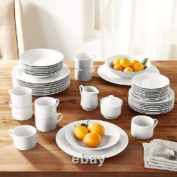 Sophisticated and Versatile White Porcelain Dinnerware Set 45 Piece Set