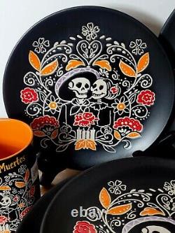 Spectrum Designz by Blue Sky Clayworks Mary DOD Skull 12Pc. Dinnerware Set New