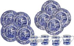 Spode Blue Italian 12-Piece Dinnerware Set Service for 4 Dinner Plate