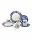 Spode Blue Italian Collection Brocato 12 Piece Dinnerware Set, Fine Earthenware