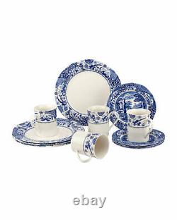 Spode Blue Italian Collection Brocato 12 Piece Dinnerware Set, Fine Earthenware