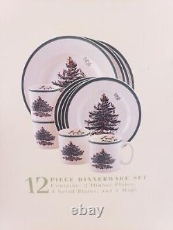 Spode Christmas Tree 12 Piece Dinnerware Set New with Tags Service For 4