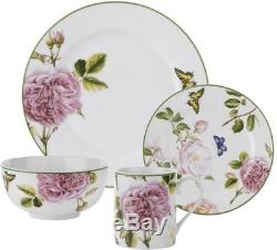 Spode Roses Porcelain Dinnerware 16-piece Dish Set Service for 4 NEW FREE SHIP
