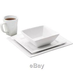 Square Dinner Set Dining Bowls Plates Dishes Mug White 16PC Porcelain Dinnerware