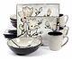 Square Dinnerware Set Casual Kitchen Everyday Floral Flowers Plates Bowls S