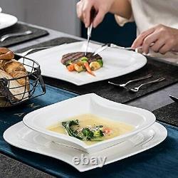 Square Ivory White Dinnerware Set, 30-Piece Porcelain 30pcs Dinner Set ELVA