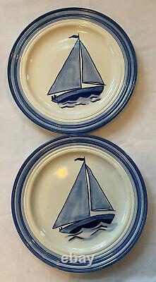 Stangl Pottery DELLA-WARE'Riviera' Set of 12 SAILBOAT Plates Made in USA, 1940