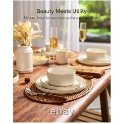 Star 12-Piece Stoneware Dinnerware Set, Service for 4, White