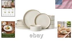 Star 12-Piece Stoneware Dinnerware Set, Service for 4, White